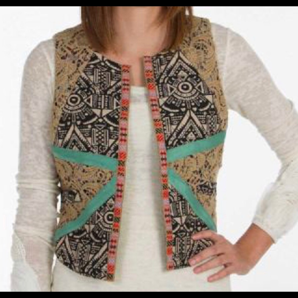 Gimmicks by BKE Pieced Vest XS Boho Western NEW